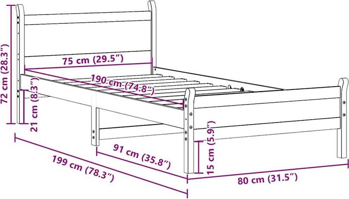 Produktbild vidaXL Bettgestell (140 x 200 cm)