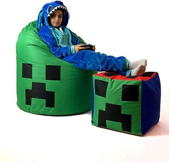 Produktbild Go Gift Sako Tasche pouffe Minecraft grün XXL 110 x 90 cm