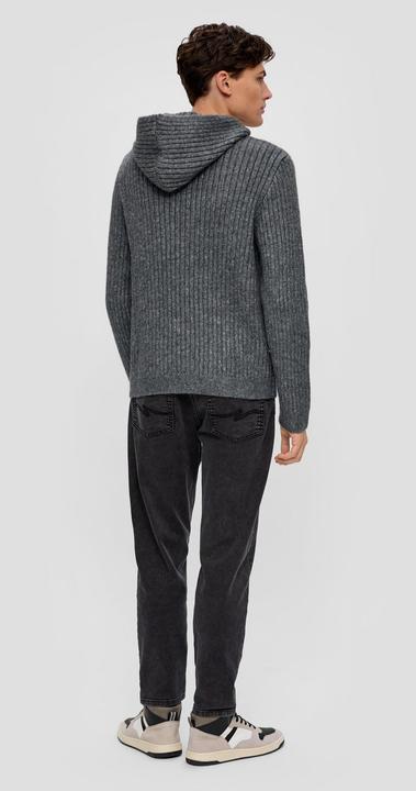 Produktbild s.Oliver Strickpullover Strick-Hoodie mit Rippstruktur (L)