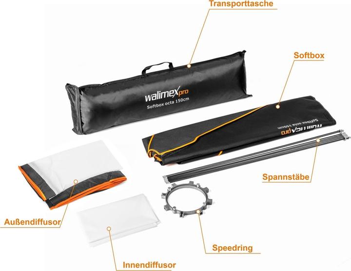 Produktbild Walimex pro pro Octagon Orange Line 150 (Softbox, 150 cm)