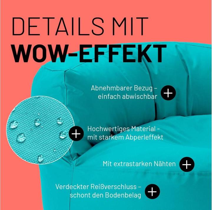 Produktbild Lumaland Sitzsack-Sofa, 320 l Polyester (PES), Blau/Grün