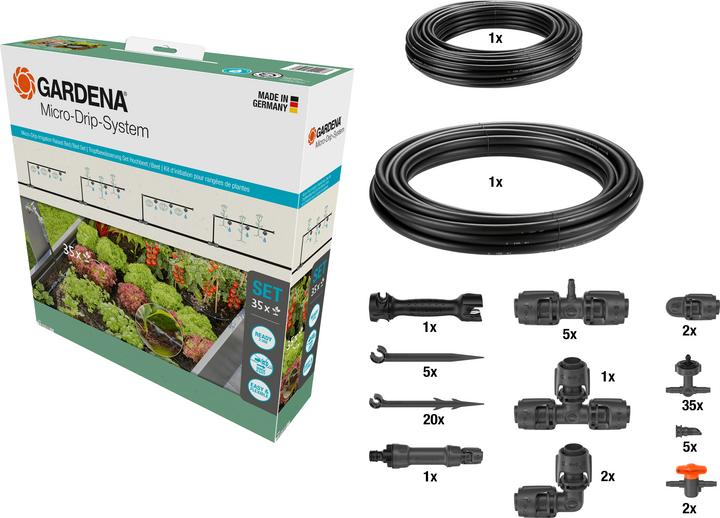 Image du produit Gardena Kit système Micro-Drip pour plate-bande/parterre surélevé (Kit d'irrigation goutte à goutte)
