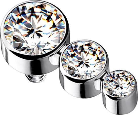 Immagine prodotto Star Piercing Ancora dermica d'argento con tre cristalli d'argento (senza ottone, Titanio)