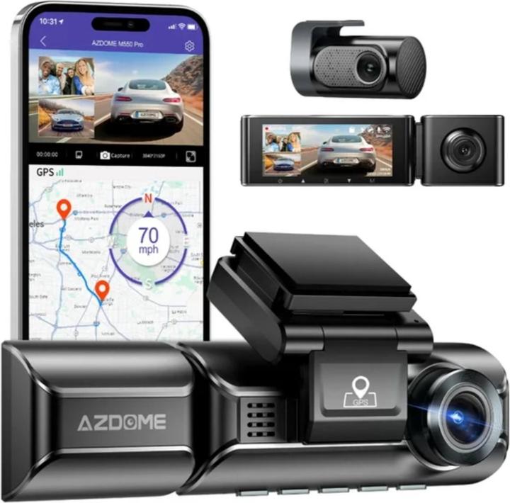 Immagine prodotto AZDome M550Pro (Ricevitore GPS, Microfono incorporato, Visione notturna, Accelerometro, WiFi, 4K)