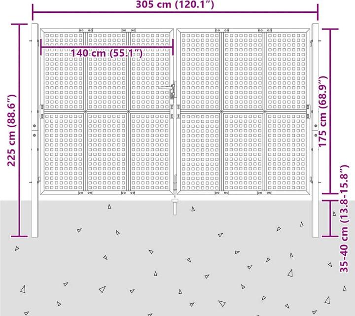 Produktbild vidaXL Gartentor Anthrazit 300x225 cm Stahl, Farbe: Anthrazit
