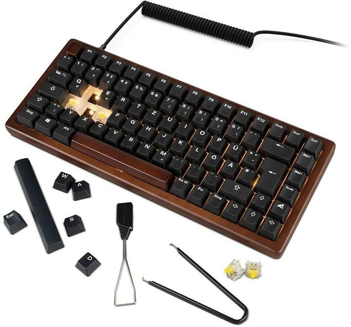 Produktbild Sharkoon SKILLER SGK50 S3 Wood PBT (holz/schwarz, DE-Layout, Gateron G Pro 3.0 Yellow) (DE, Kabelgebunden)