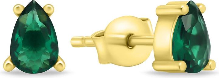 Image du produit Brilio Silver - Boucles d'oreilles plaquées or avec zircons verts EA860YG