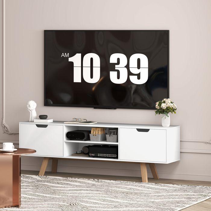 Image du produit Swisshandel24 TV-Schrank, Fernsehtisch für Fernseher bis zu 65 Zoll, Lowboard mit 2 Schränken