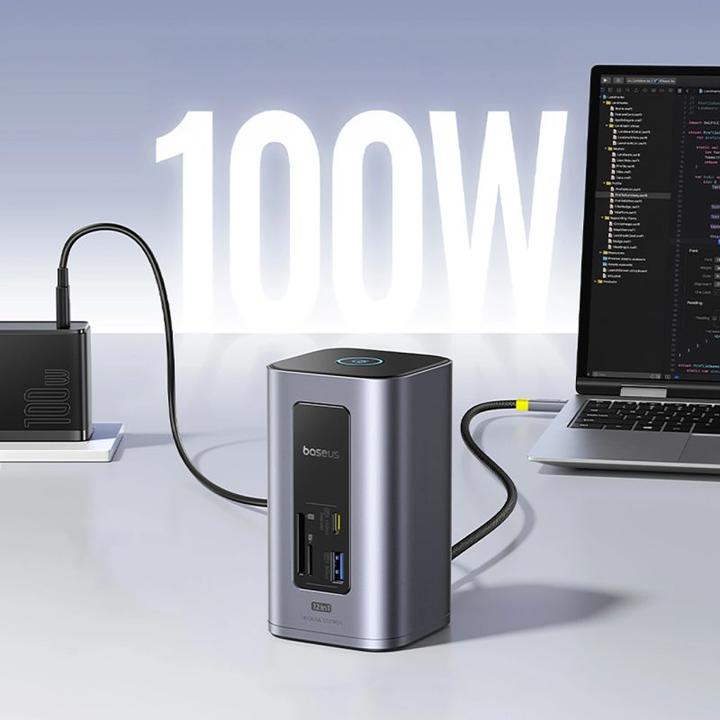 Actual product image Baseus USB-C Hub NU1 Air Spacemate, 12in1, Grey (USB-C, 12 ports)