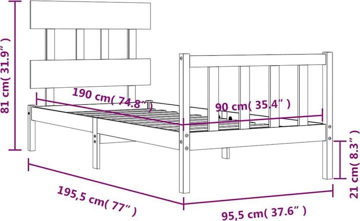Image du produit vidaXL Bettgestell (90 x 190 cm)