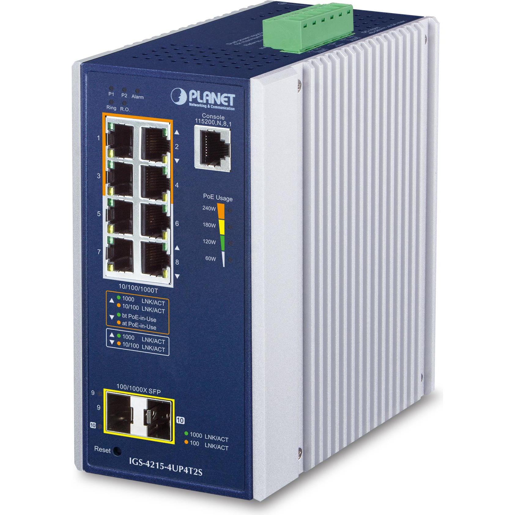 Planet IGS-4215-4UP4T2S (8 Ports), Netzwerk Switch, Blau