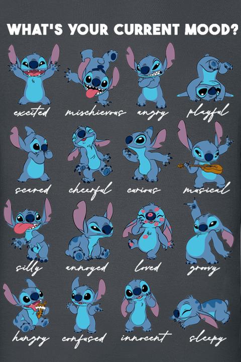 Immagine prodotto Heroes Inc Lilo & Stitch T-Shirt Stitch Emotions Charcoal Grösse S (S)