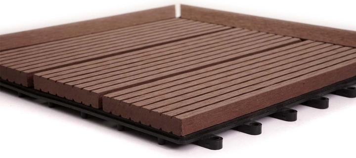 Image du produit Swisshandel24 WPC Carrelage d'angle Rhône + bordure, aspect bois terrasse, 30x30cm Premium angle gauche, ligne (1 x, 30 x 30 cm)