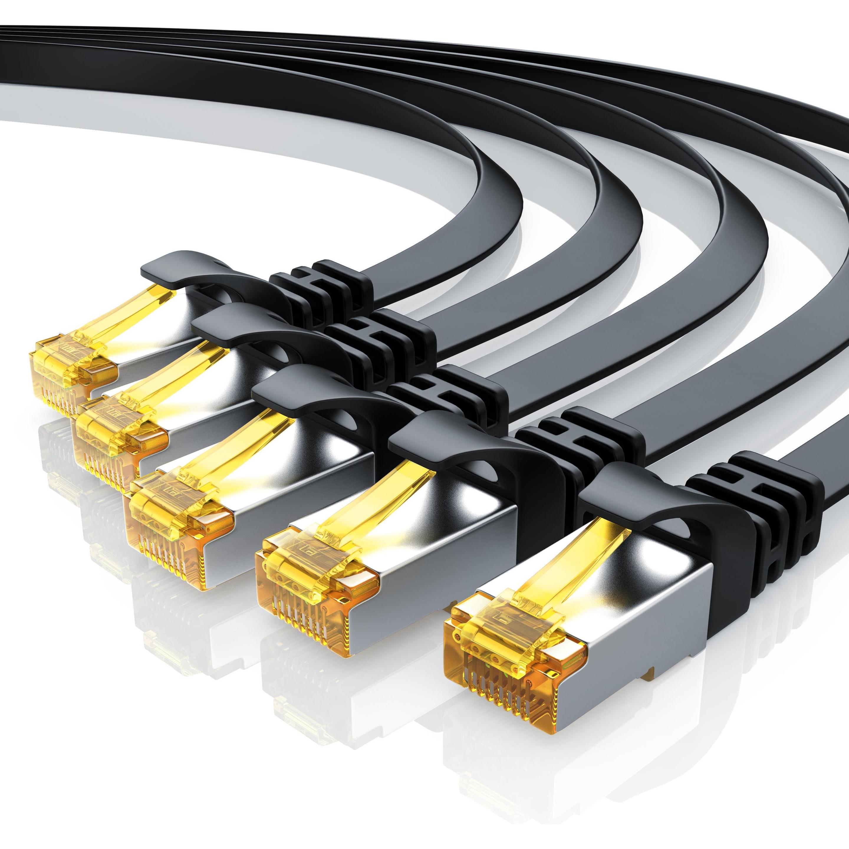 Primewire CAT.7 Netzwerkkabel flach - Ethernet Gigabit Lan Kabel RJ45 - Patchkabel - komp. CAT.5 CAT.6 CAT.8 (U/FTP, CAT...