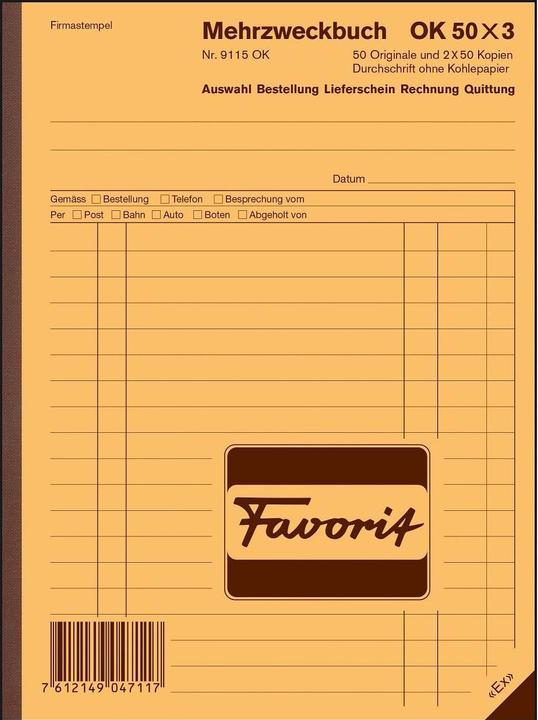 Produktbild Favorit Durchschreibebuch Mehrzweck mit Selbstdurchschreibepapier (150x)