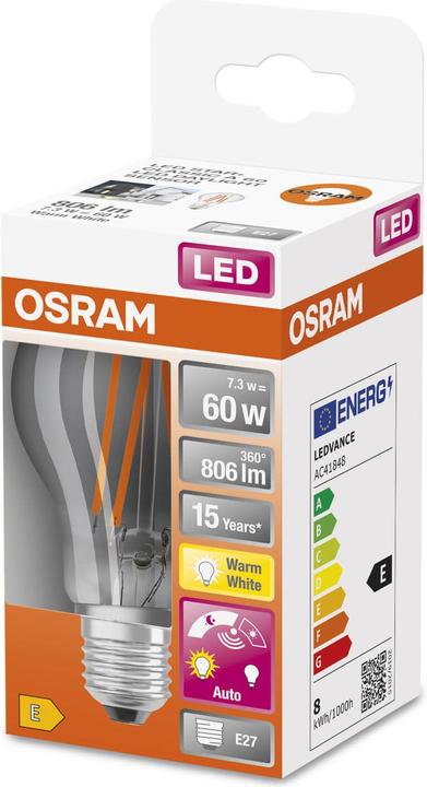 Produktbild Osram Led Daylight Sensor Classic A (E27, 7.30 W, 806 lm, 1 x, E)