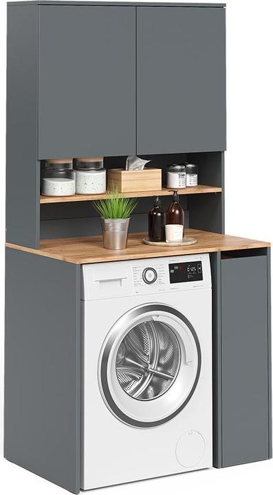 Produktbild Vicco Waschmaschinenschrank Viktor, Anthrazit/Goldkraft Eiche, 93.6 x 88.2 cm 2 Teile mit Rollregal