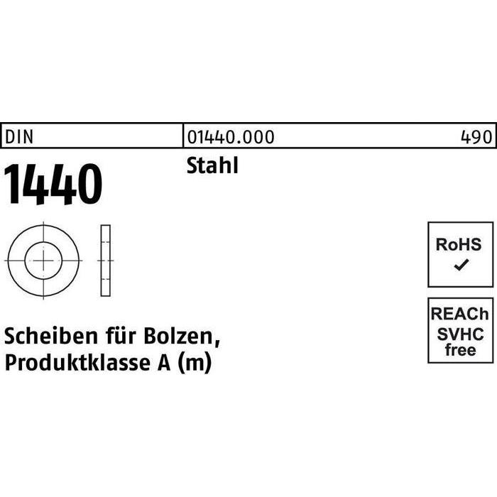 Zubehör Befestigungstechnik, Scheibe DIN 1440 f.Bolzen 80 x110 x12 Stahl