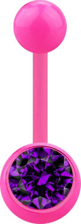 Immagine prodotto Star Piercing Rosa banana con sfera e sfera di cristallo viola (Materiale sintetico, senza ottone)