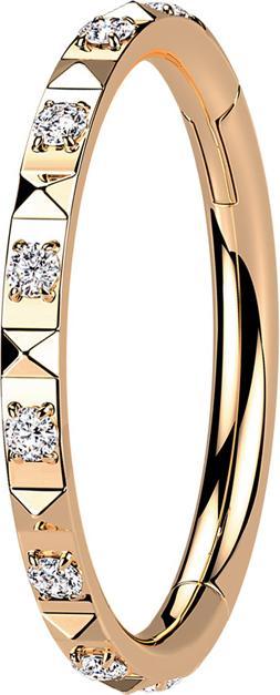 Produktbild Star Piercing Micro Segmentring klappbar rosegold seitlich Pyramiden und Kristalle silber (ohne Messing, Chirurgenstahl 316L)