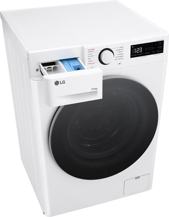 Image du produit LG D4R5010TSWSWS laveuse-sécheuse 10/6kg AI DD, R5 Series Class D, 1400 rpm, TurboWash 360, Steam, Eco