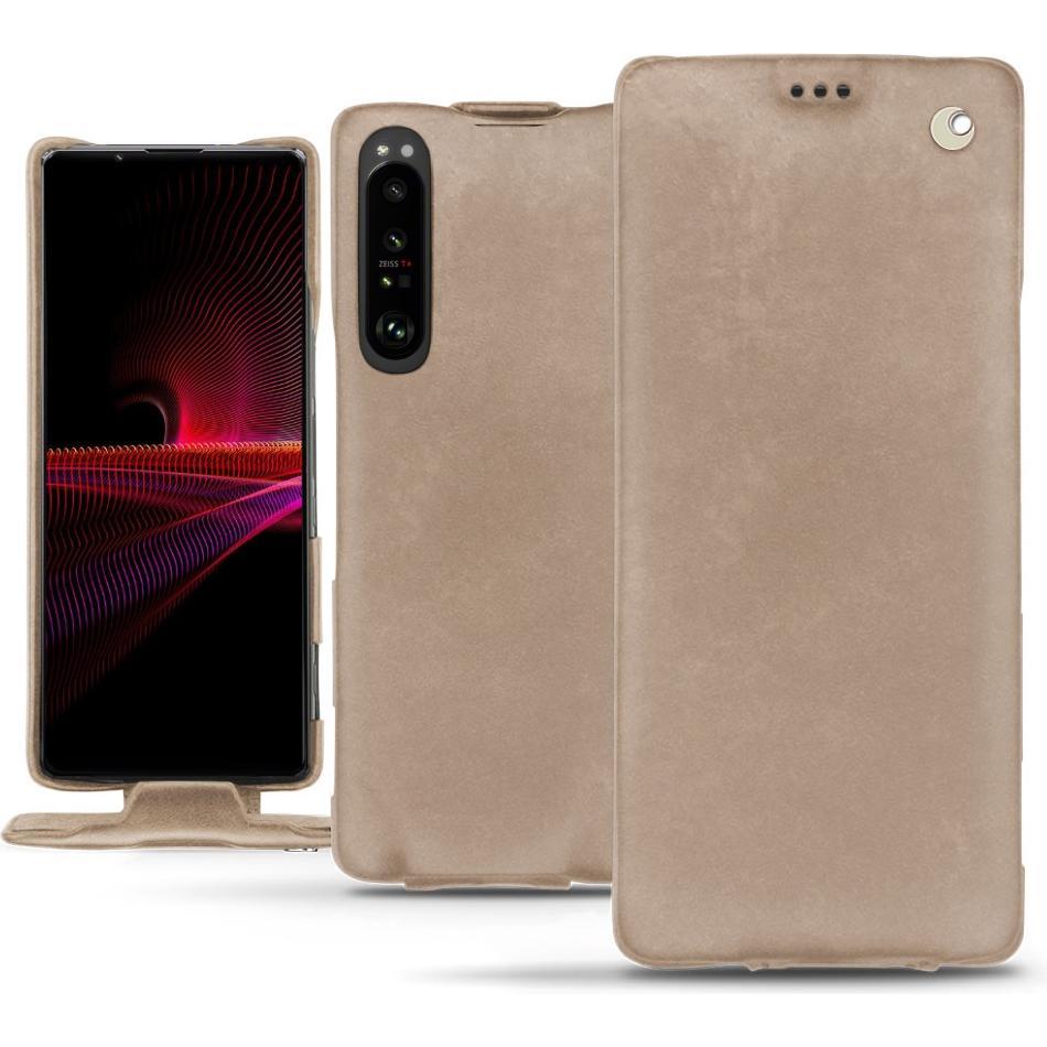 Noreve Lederschutzhülle vertikal (Sony Xperia 1 III), Smartphone Hülle, Beige