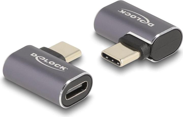 Produktbild Delock USB Adapter 40 Gbps USB Type-C PD 3.0 100 W Stecker zu Buchse gewinkelt links / rechts 8K 60 (USB Typ-C, 2.20 cm)
