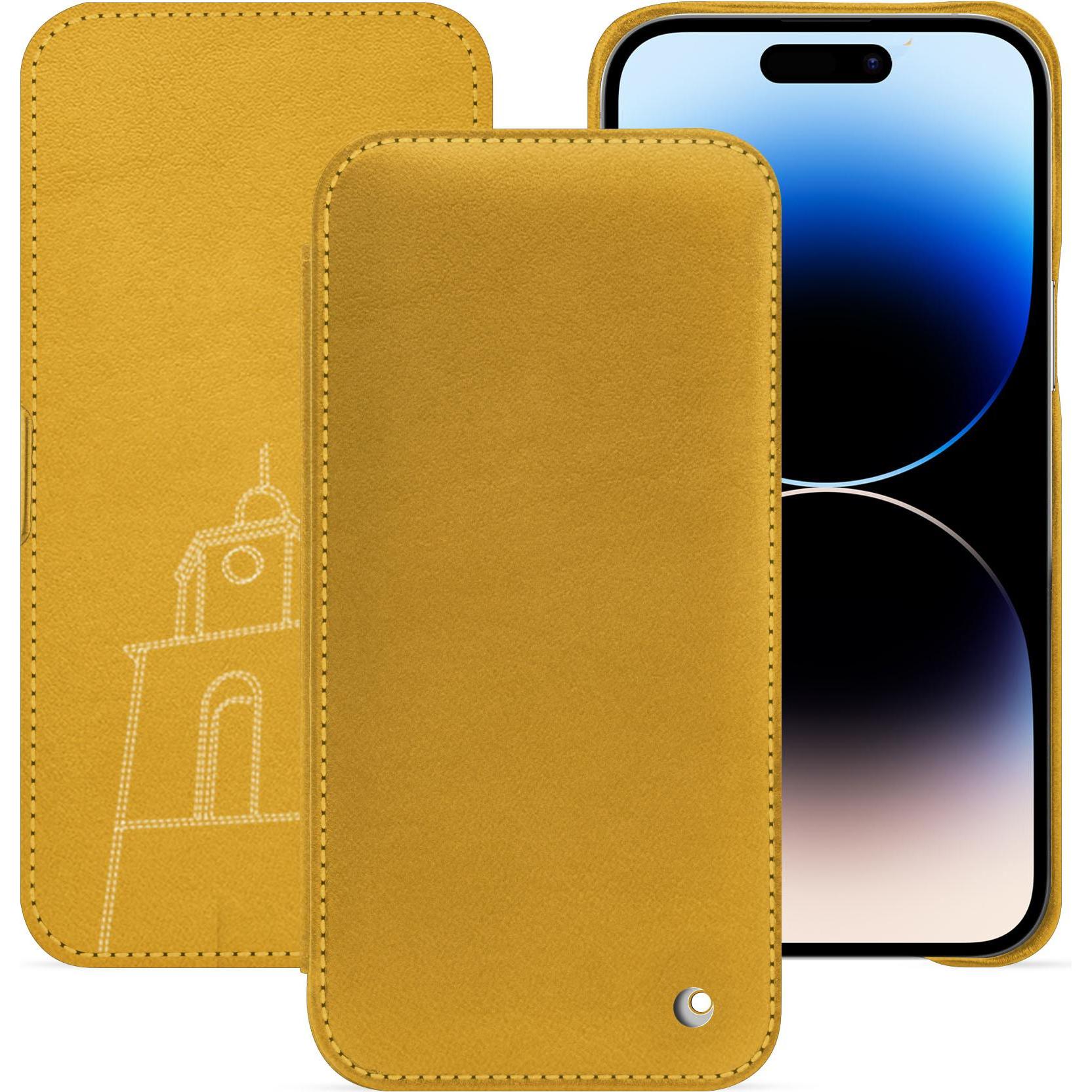 Noreve Lederschutzhülle horizontal (Apple iPhone 15 Pro Max), Smartphone Hülle, Orange