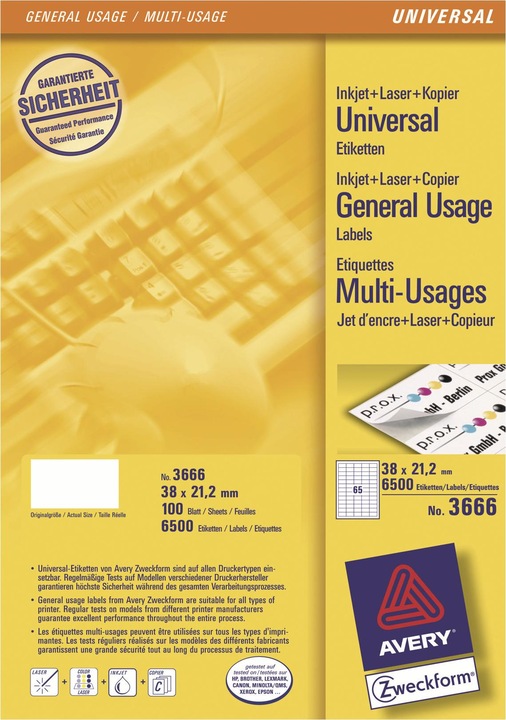 Productafbeelding Avery Universeel