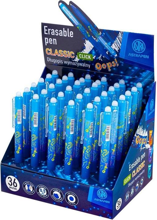 Astra 0,5 mm klassischer löschbarer Stift (36 Stück) (Blau, 36x)
