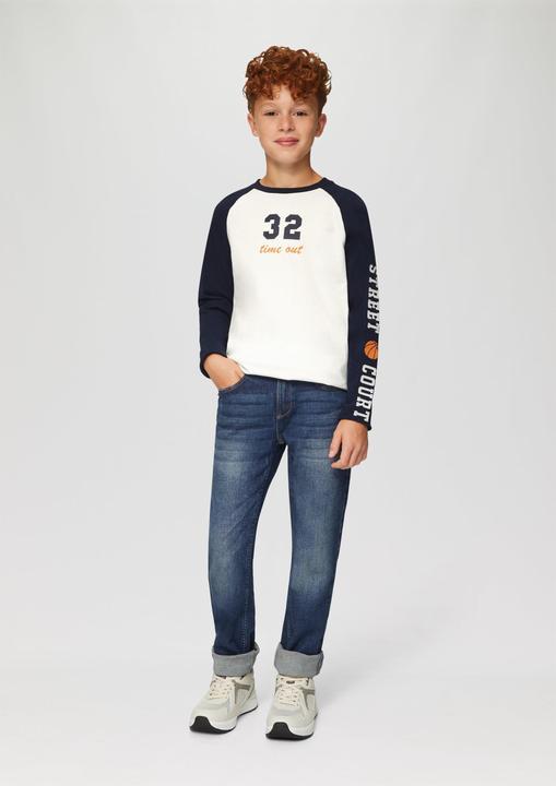 Produktbild s.Oliver T-Shirt Langarmshirt mit Kontrastärmeln und Print (M)