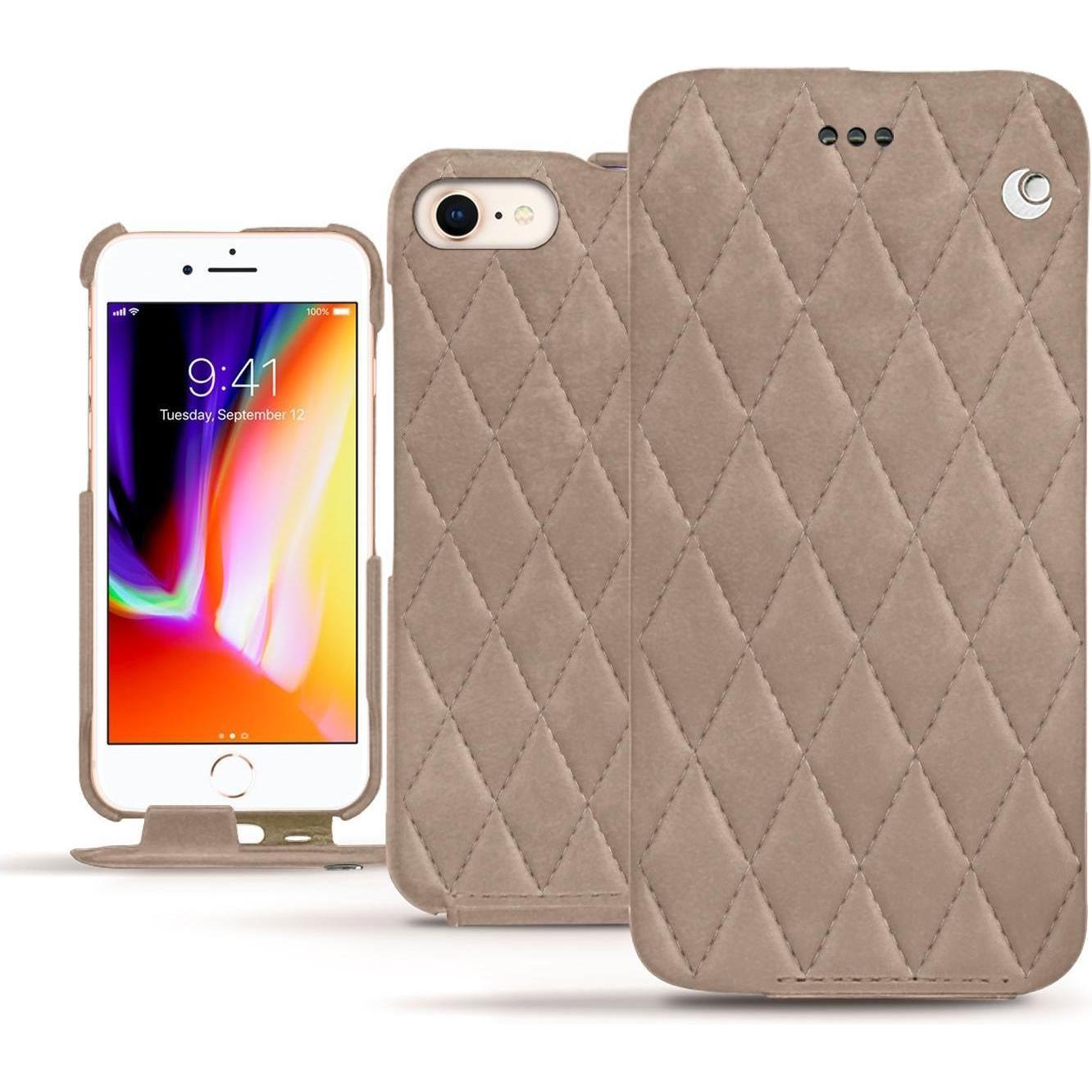 Noreve Lederschutzhülle vertikal (Apple iPhone 8), Smartphone Hülle, Beige