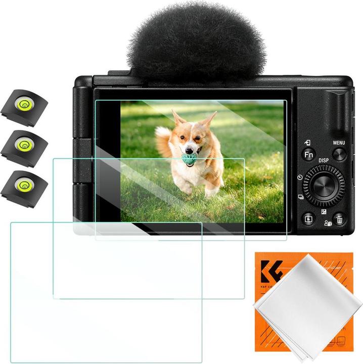 Actual product image K&F Concept Camera Screen Protector*3, with Hot Shoe Level*3, for Sony ZV-1, ZV-1 II, ZV-E10