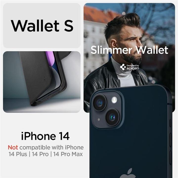 Actual product image Spigen Wallet S Iphone 14 Black (Apple iPhone 14)