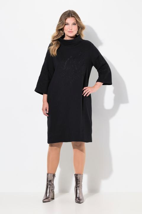 Produktbild Miamoda Sweatkleid, A-Linie, Blüten-Stickerei, Stehkragen (44)