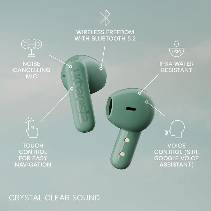 Produktbild Urbanista Copenhagen Headset True Wireless Stereo (TWS) In-ear Calls/Music Bluetooth Green (Aktive Geräuschunterdrückung, 32 h, Kabellos)