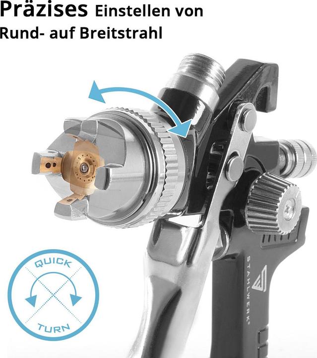 Produktbild Stahlwerk Lackierpistole HVLP Druckluftpistole 3,5bar mit 1,4mm Düse 25 Mischbecher-Set 650 ml