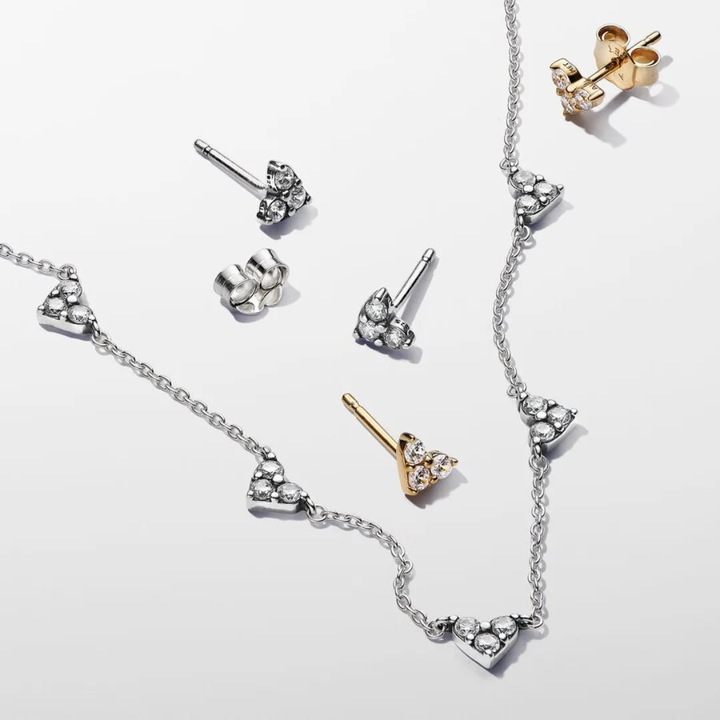 Produktbild Pandora Halskette Triple Stone Heart Station (Sterling Silber 925, 45 cm)