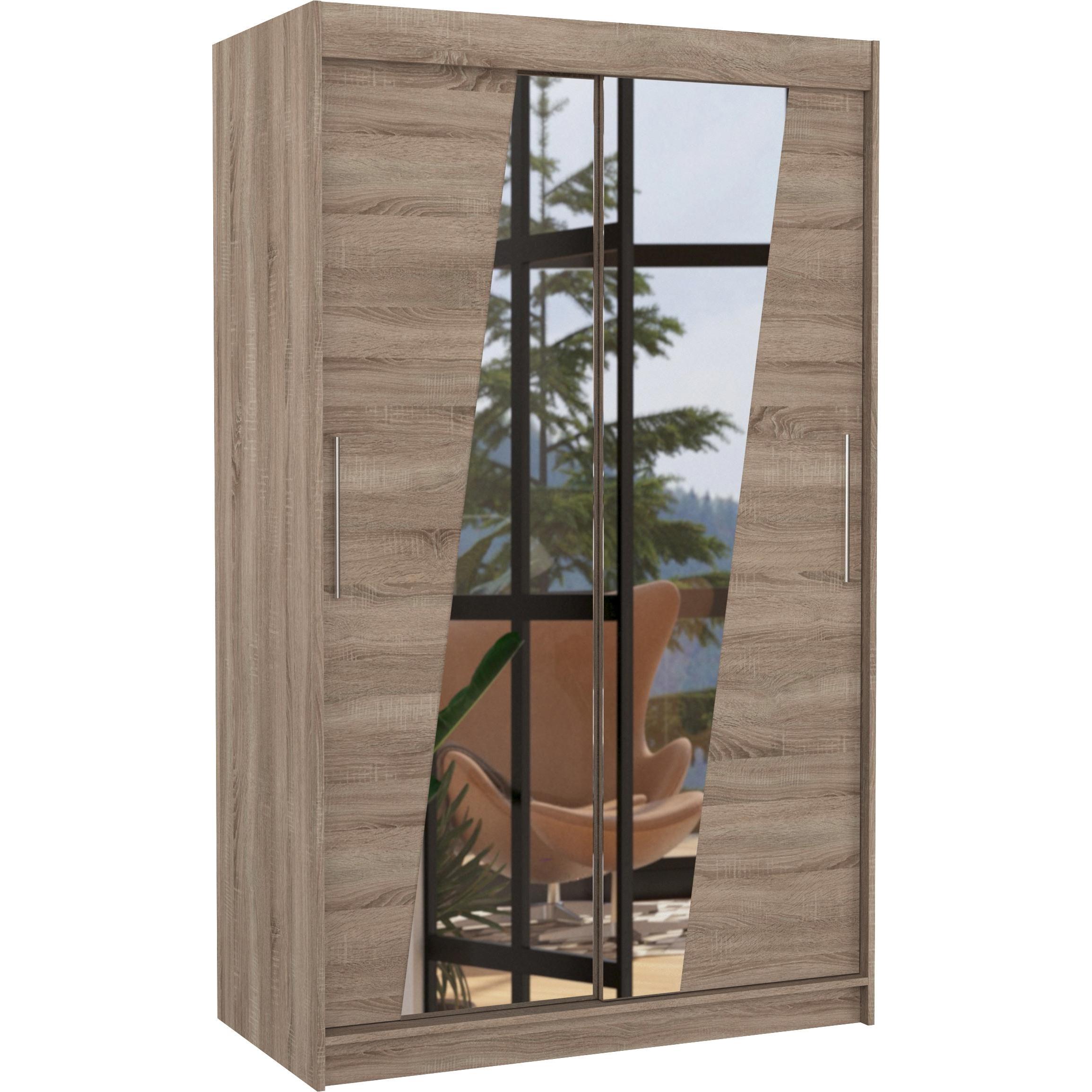 ADRK Furniture, Kleiderschrank, Verspiegelter Schiebeschrank TEXAS 120 (120 x 58 x 200 cm)