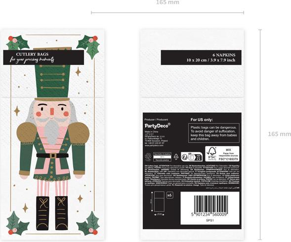 Produktbild Partydeco Cutlery bag Nutcracker, 10x20 cm, mix (1 pkt / 6 pc.) (10 Stück)