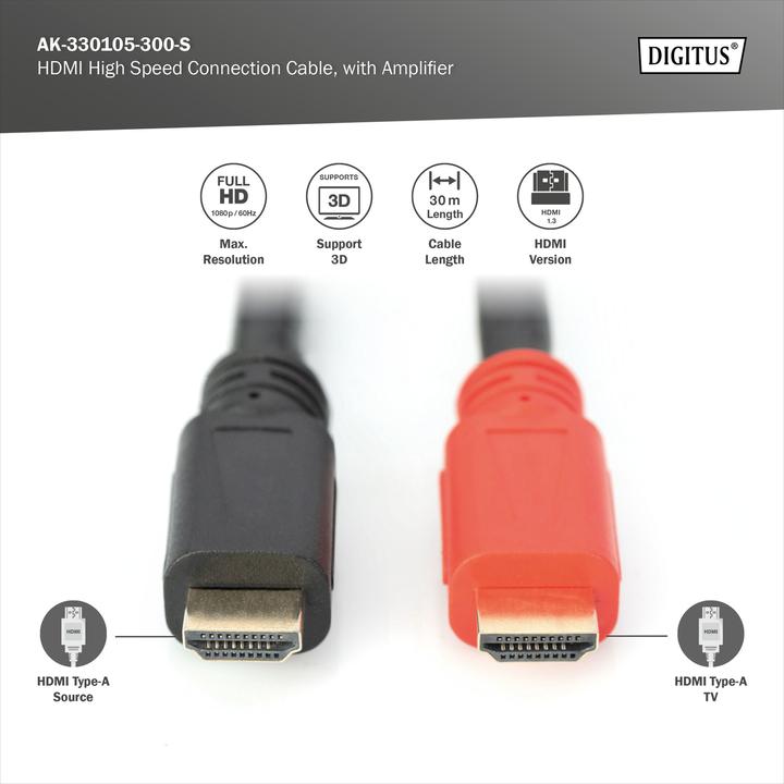 Produktbild Digitus HDMI (Typ A) — HDMI (Typ A) (30 m, HDMI, 2.1)