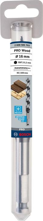 Produktbild Bosch Professional Zubehör PRO Wood Holzschlangenbohrer, 16 x 95 x 160 mm (11.1 mm)
