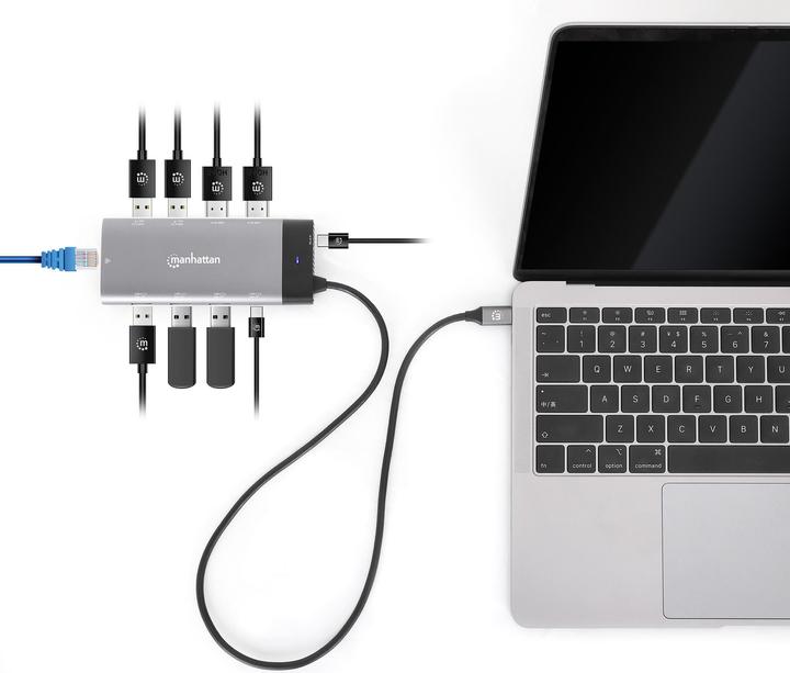 Actual product image Manhattan USB-C Hub (USB-C, 10 ports)