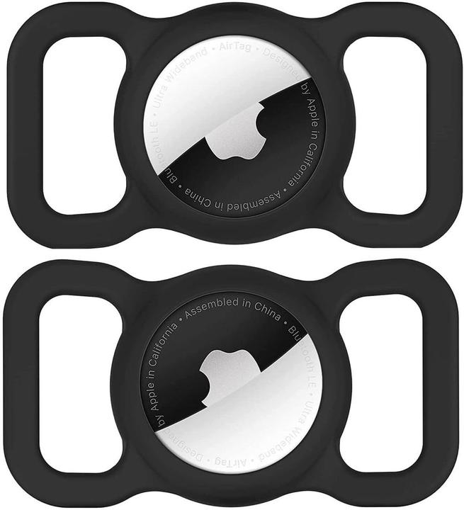 Hurtel Apple AirTag Silicone Case for Dog or Cat Collar - Black