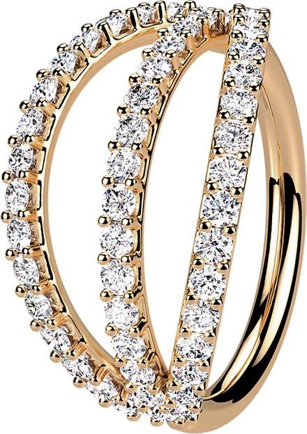 Image du produit Star Piercing Micro piercing anneau rose doré trois anneaux avec des cristaux (Laiton)