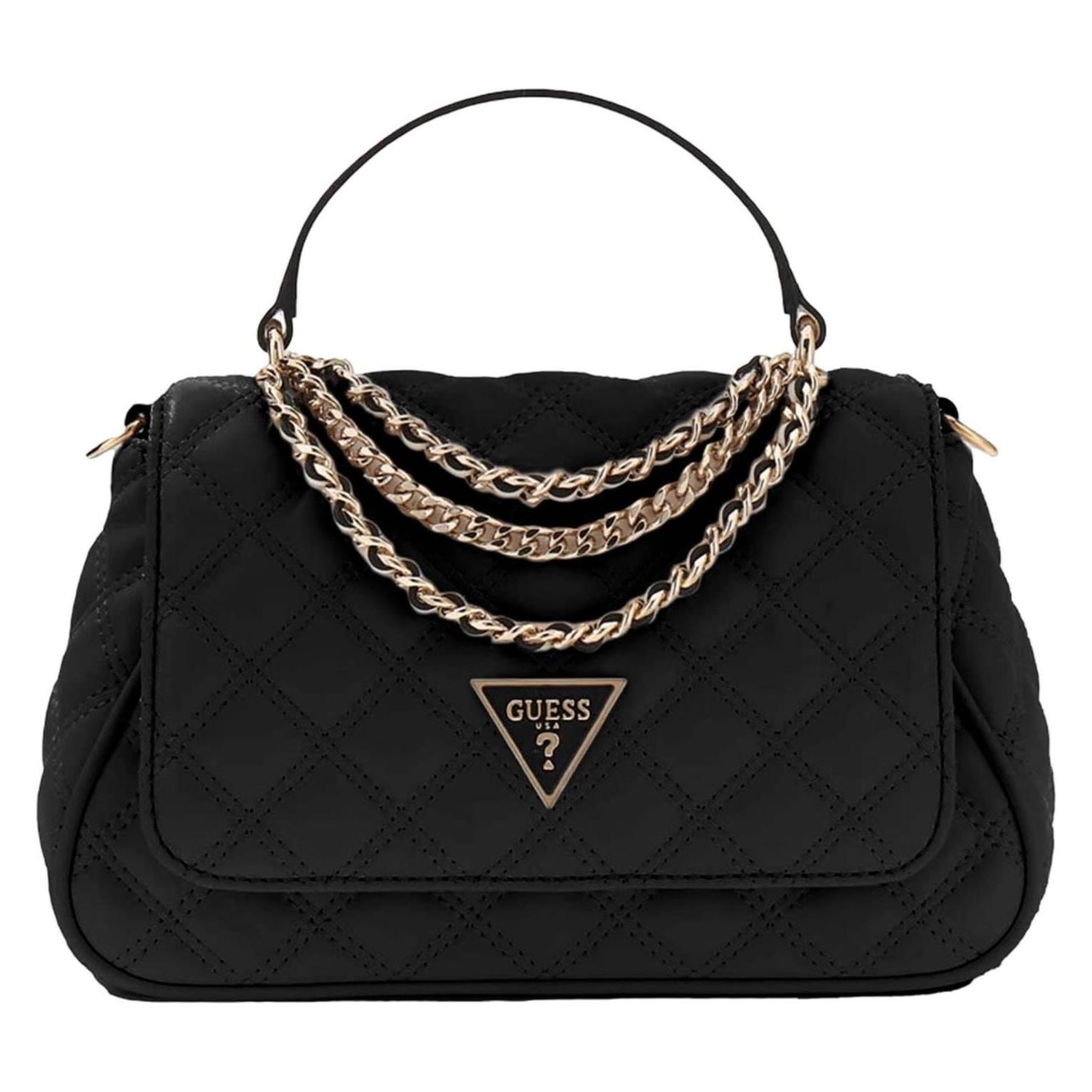 Guess, Damen, Handtasche, Giully Ii Top Handle Flap Bag, Schwarz