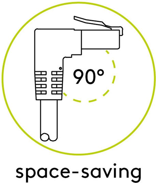 Actual product image Goobay CAT 6A patch cable 1x 90° angled, S/FTP (PiMF), white, 1 m (S/FTP, CAT6a, 1 m)