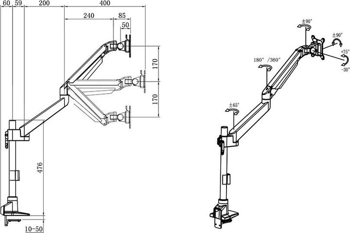Image du produit Multibrackets Support d'écran single 34", métal, noir (Tables, 32", 10 kg)