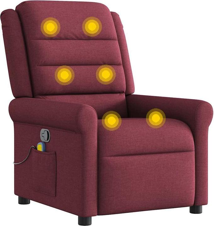 Actual product image vidaXL Massage armchair Wine red fabric Massage TV armchair