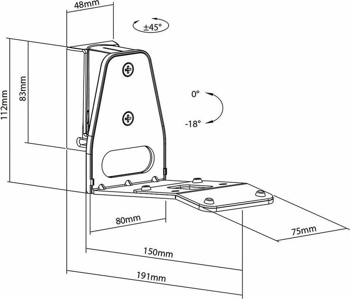 Actual product image Nedis Speaker holder - Compatible with: Sonos Era300 - wall - 5 kg - swivel/tilt - tiltable (1 pcs., Wall installation, Tiltable, Pivoting)